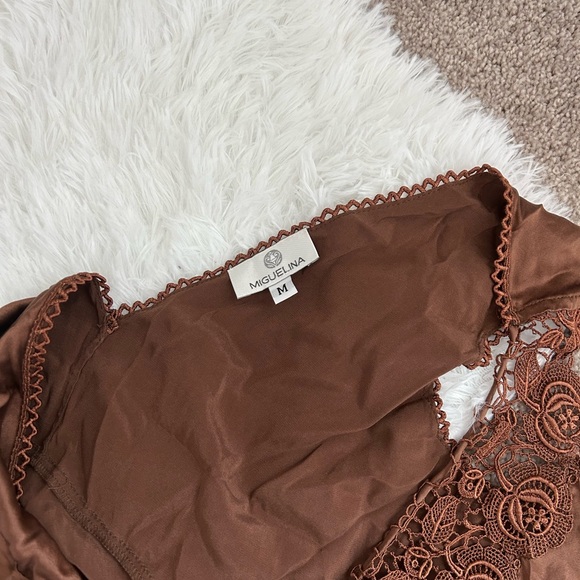 Miguelina Chocolate Brown Lace Top - Picture 7 of 8